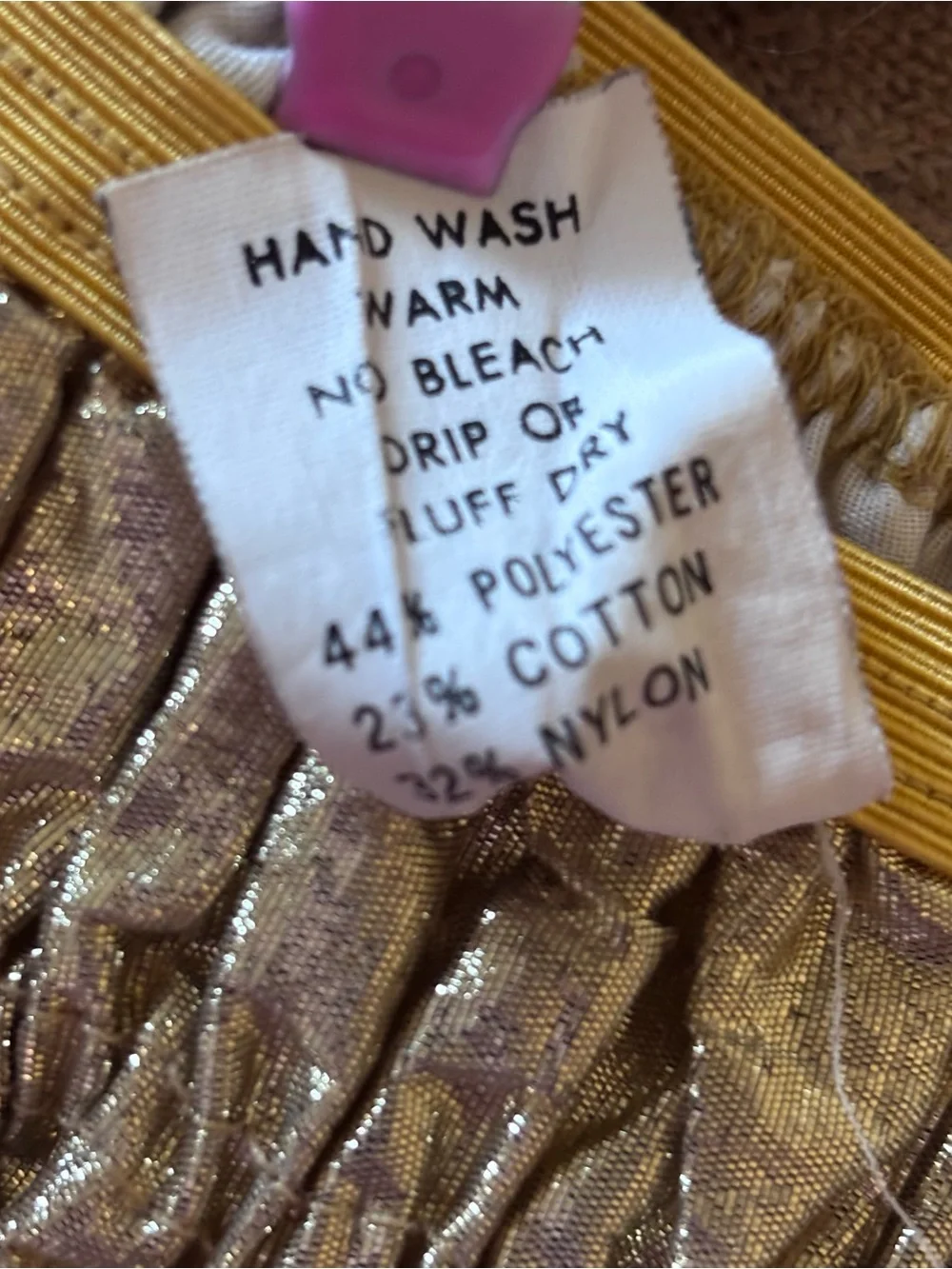 Vintage Malco Modes Pettipants Gold Lame Smocked Square Dance Bloomers Size M